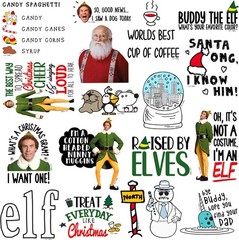 ELF CHRISTMAS DOODLE VARIETY DIE CUT VINYL 50 CT STICKER PACK