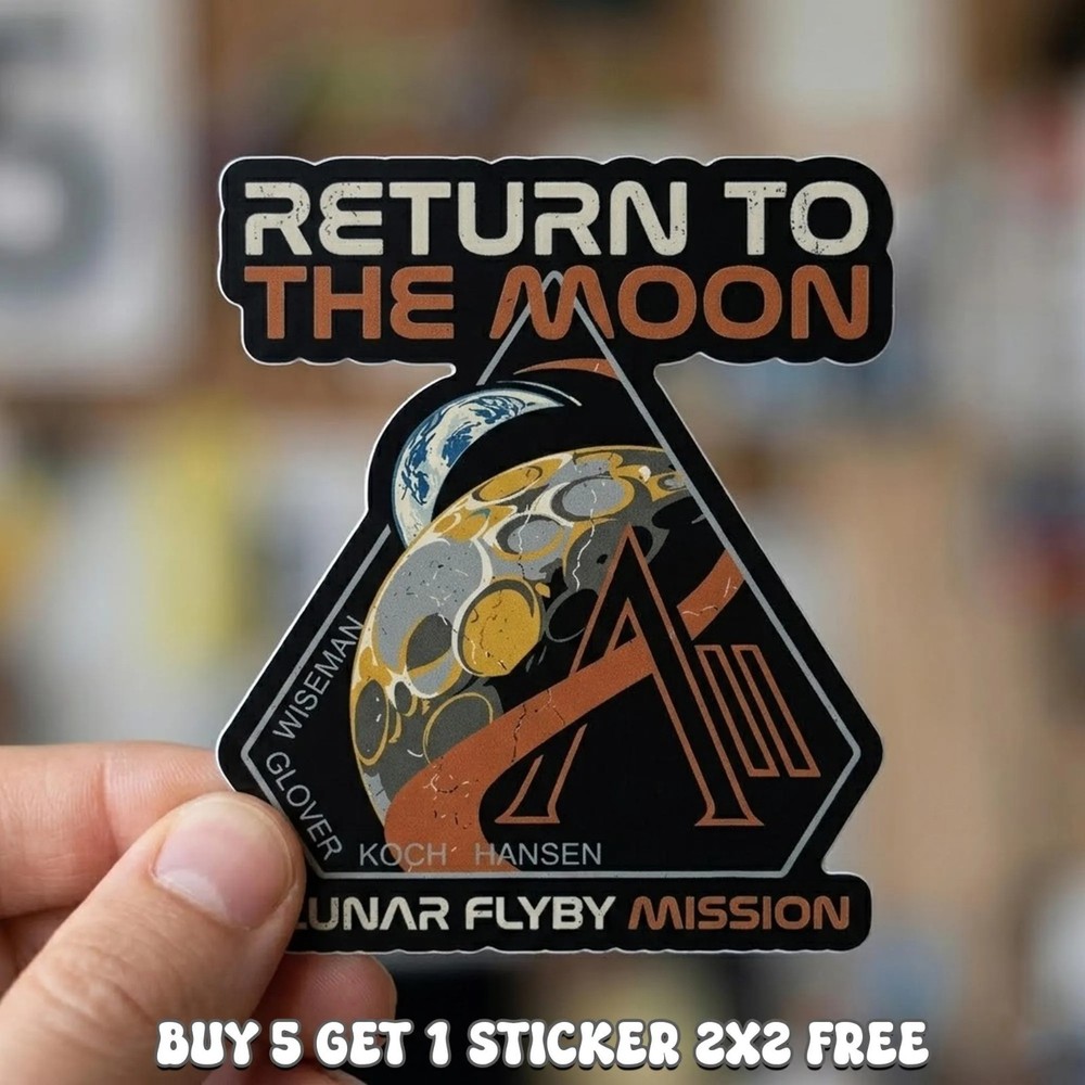 Artemis II Patch Sticker, NASA Retro Sticker, Space Logo Decal, Waterproof Vinyl