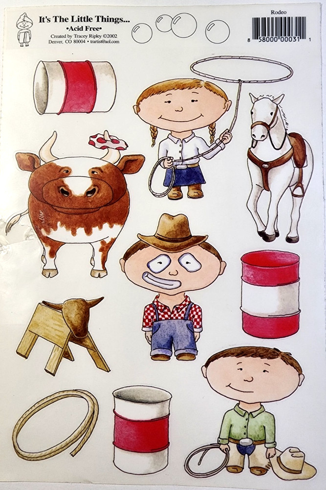 Whimsical Cowboy Rodeo Stickers Clear Sheet 6×9 It’s The Little Things
