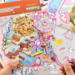 20 Sets DIY 3D Sticker Scene Collection Book DIY 3D House Stickers Make