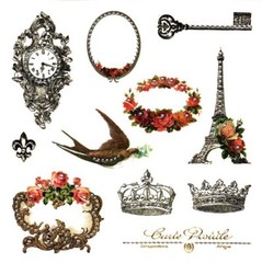 Glitz Design, French Kiss, Transparent Stickers, Glitzers, Vintage Crowns, Clock