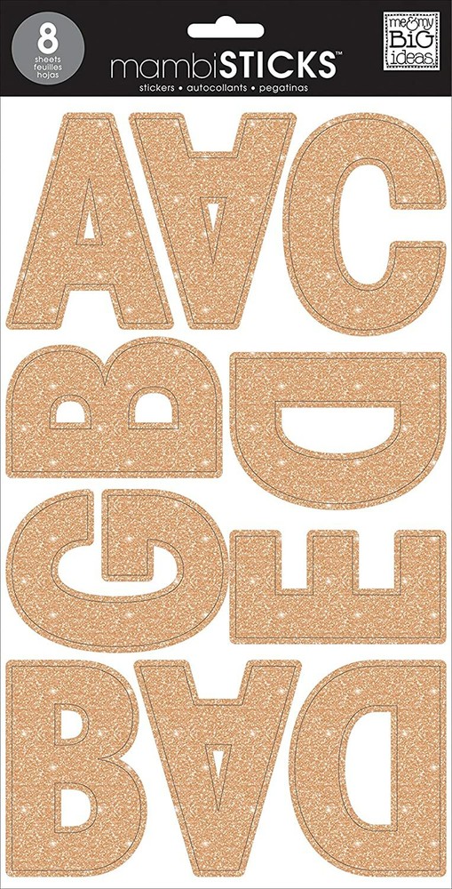 mambiSTICKS Large Alpha Stickers – AVA ROSE GOLD GLITTER – 77 pcs