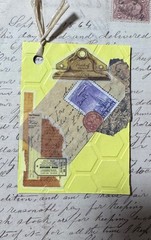 Set of 4 Handmade Junk Journal Scrapbook Embellished Tags Embossed Paper Gifts