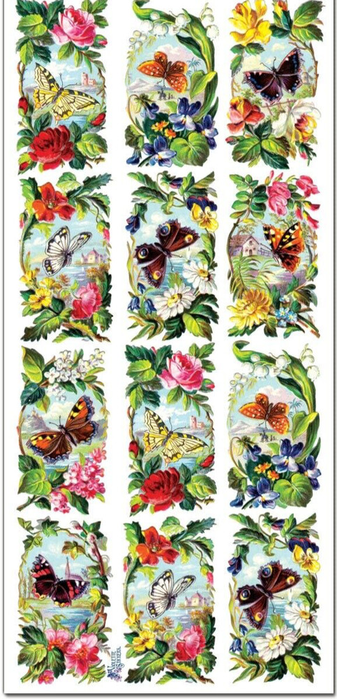 Violette Stickers Floral Butterfly Stickers Scrapbook Craft Planner Supply