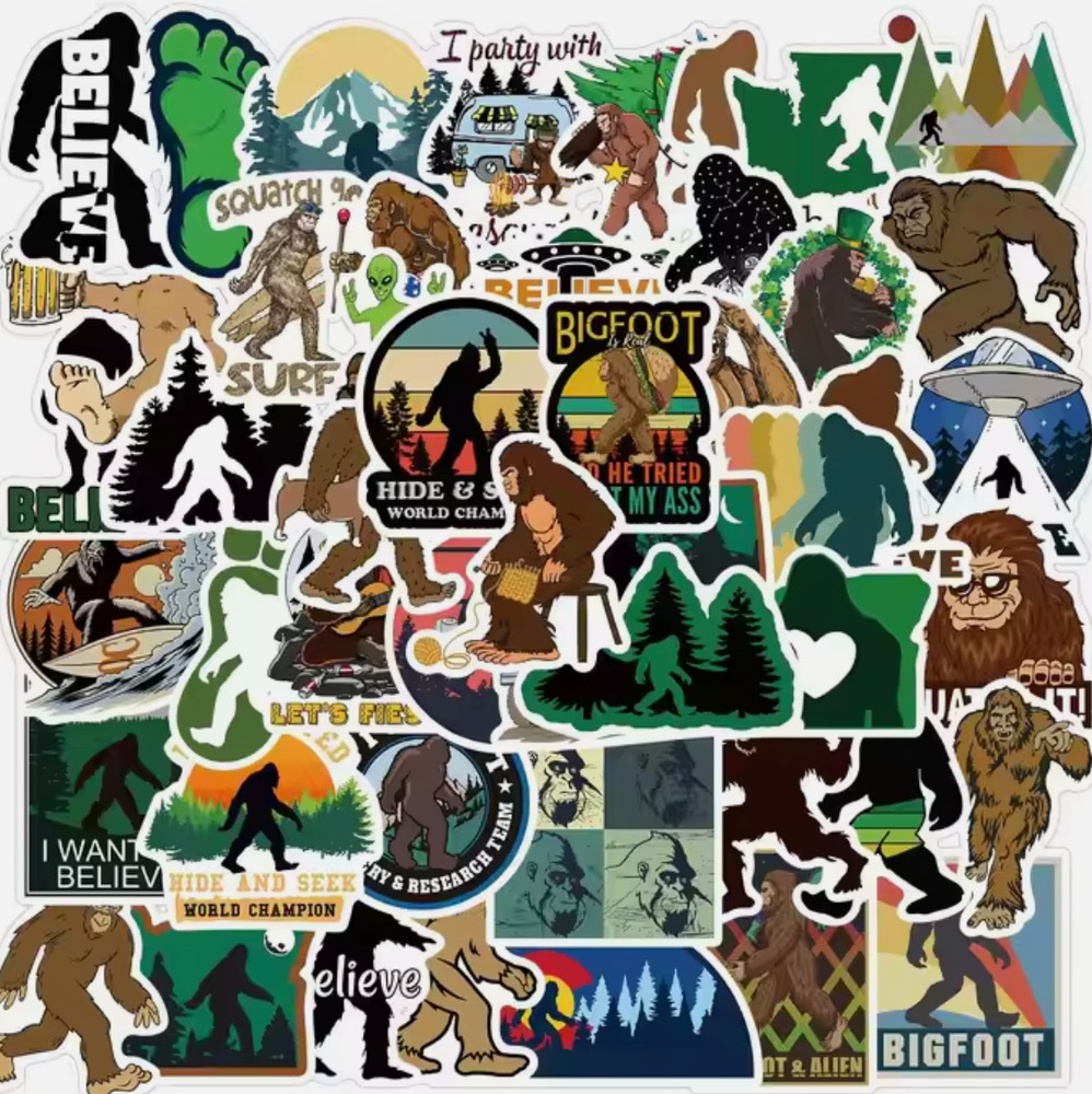 LOT OF 10 PCS Random BIGFOOT sasquatch YETI skunk ape forest decals cryptid wood