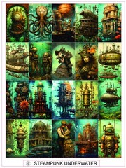 STEAMPUNK UNDERWATER – COMPLETE SHEET OF 20 STICKERS