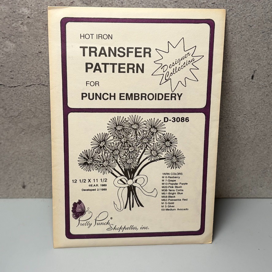 VTG MCM Transfer Pattern Hot Iron On Punch Embroidery Needle Point Floral Flower