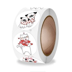 500Pcs/Roll Cute for Cat Dog Thank You Stickers Round Cartoon Animal Adhesive La