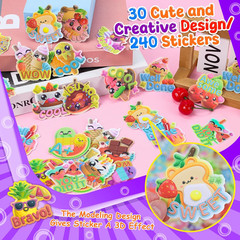 240 Pcs 3D Large Food Scratch and Sniff Stickers for Kids and Classroom