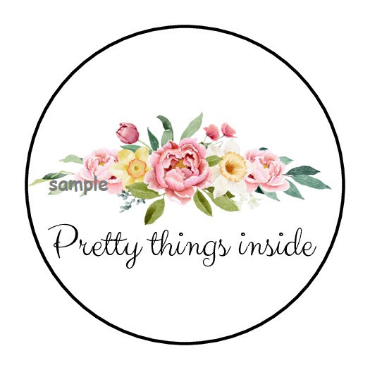 30 PRETTY THINGS INSIDE ENVELOPE SEALS LABELS STICKERS 1.5″ ROUND FLORAL FLOWERS