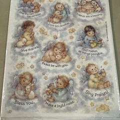 Vintage Sticker Sheet Cute Glittery Angels Glittery Hallmark 1994 New In Package