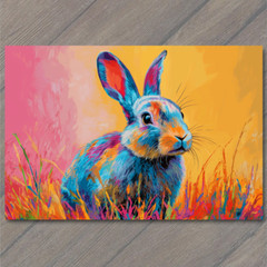 STICKER Bunny Rabbit Easter Color Explosion Whimsical Bright Pop Art Neon Fun