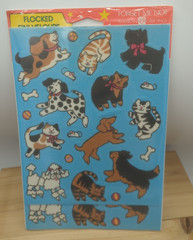 American Greetings Fuzzy Flocked Animal Dog Cat Stickers Forget Me Not USA Made