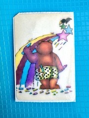 Vintage 1980s StickerMania Sticker Artist Bear Painting Rainbow W Crow Friend