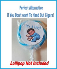 30 It’s A Boy Lollipop Envelope Seals Labels 1.5 Inch Round Baby Shower Tags