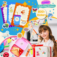 36 Sheets of Stickers for Kids – 800+ Designs Including Animals, Fruits, Cars