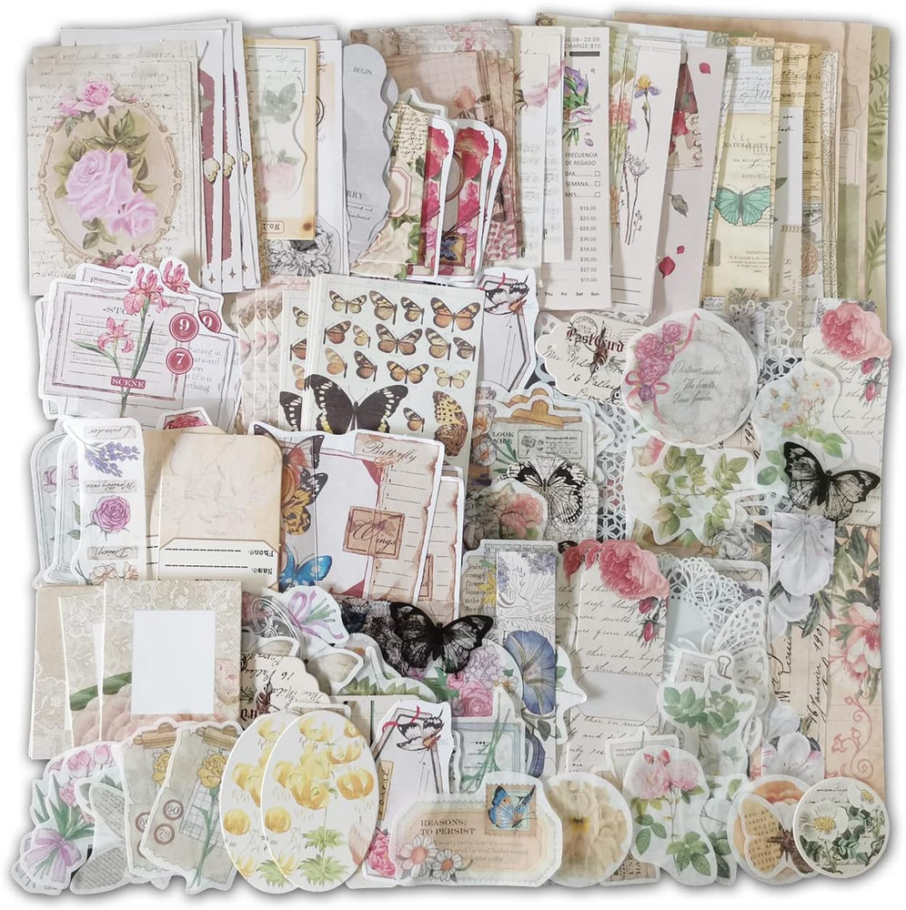 260 Pieces Vintage Scrapbook Supplies Pack Vintage Ephemera Bundle Junk Journal