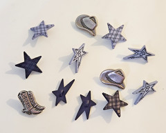 UNUSED Decorative Buttons COWBOY WESTERN BOOTS STARS HAT Crafts Sewing Scrapbook
