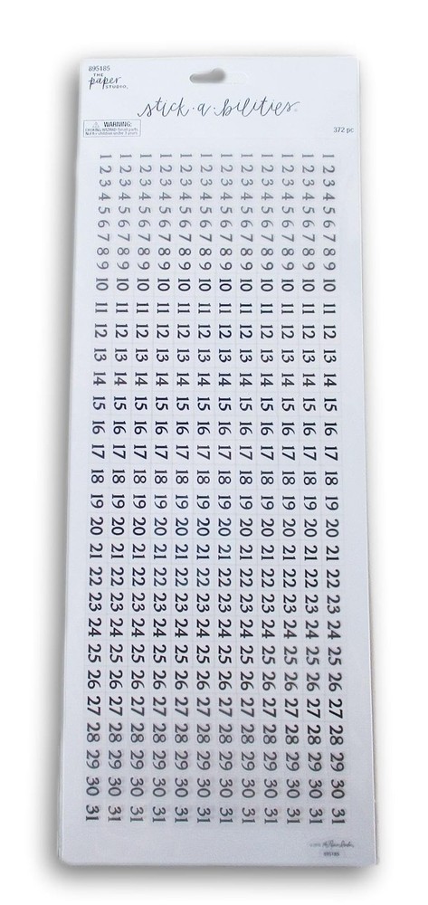 Calendar Date Number Stickers – Black Label for Scrapbooking,