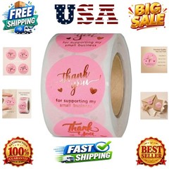 500 Pcs 1.5 Inch Pink and Rose Gold Thank You Stickers for Small Business, Sm…