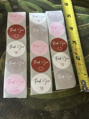 15PCS PINK Thank You Heart Decals Labels Craft Stickers 1in