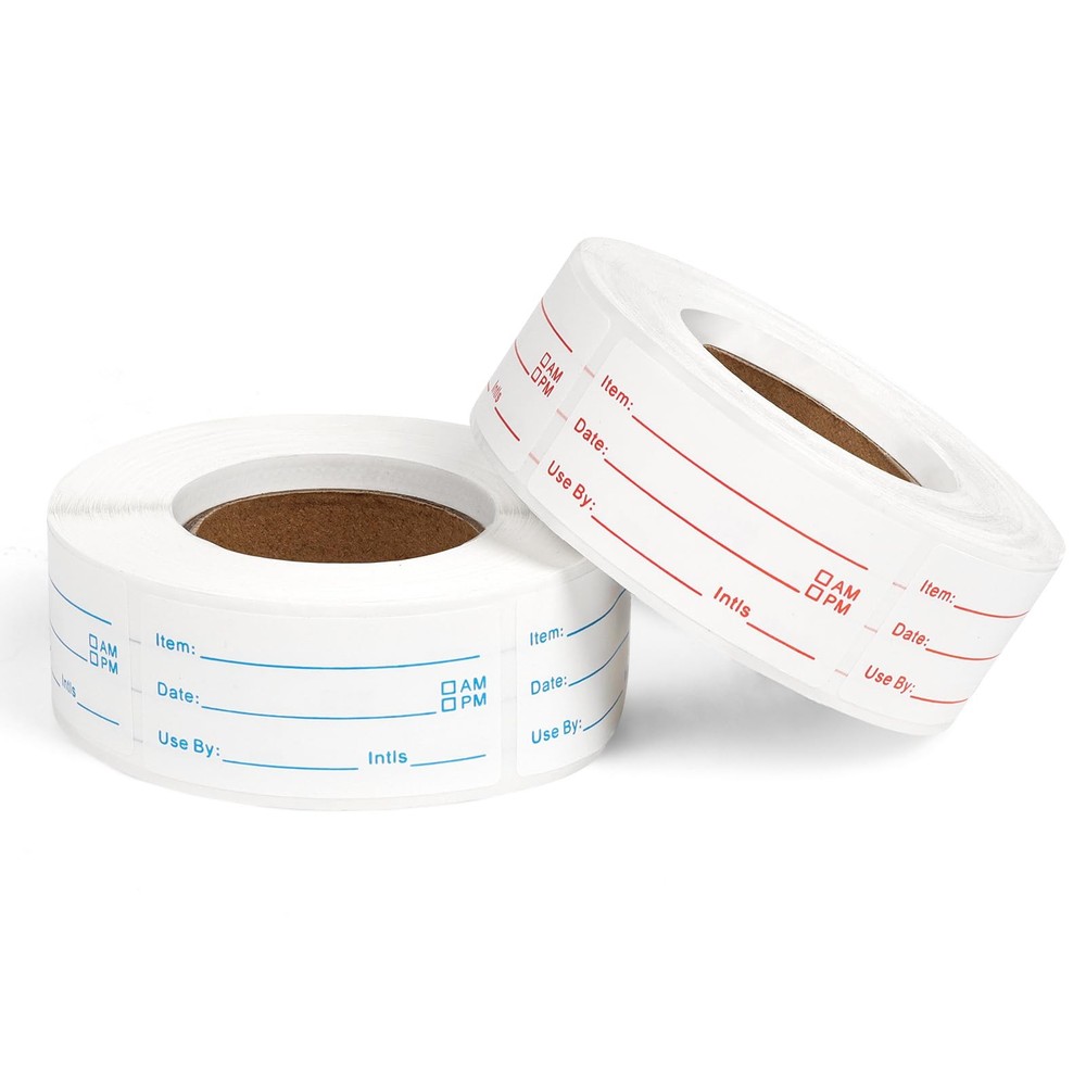 2 Rolls 1000 Pieces Food Labels Stickers, 1×2 inch Removable inch, Blue