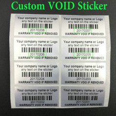 300 Custom print warranty sticker polyester label VOID security seals 1.5 X0.78″