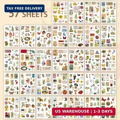 537pcs Vintage Washi Stickers and Papers for Scrapbooking, Ephemera Book for Jou
