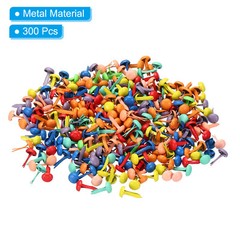 300 Pcs 4.5 x 8 mm Mini Brads for Paper Crafts Paper Fastener Assorted Colors