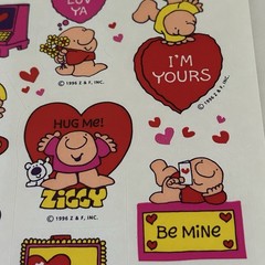 Vintage 1990s Hallmark Ziggy Sticker Sheet LOT used Reward Valentine Love 90s
