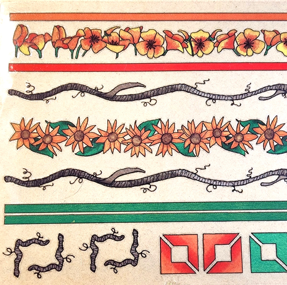 Vintage Provo Craft Sunflowers Vine Clear Stickers Scrapbook Junk Journal NOS