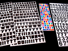 Lot of 2 Sm Brown Letters /Numbers Sticker, Frances Meyer, colorful and Black