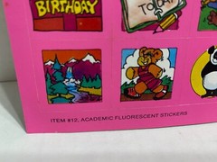 Vintage 1983 Institutional Financing Services Stickers Sheet Flourescent Pink