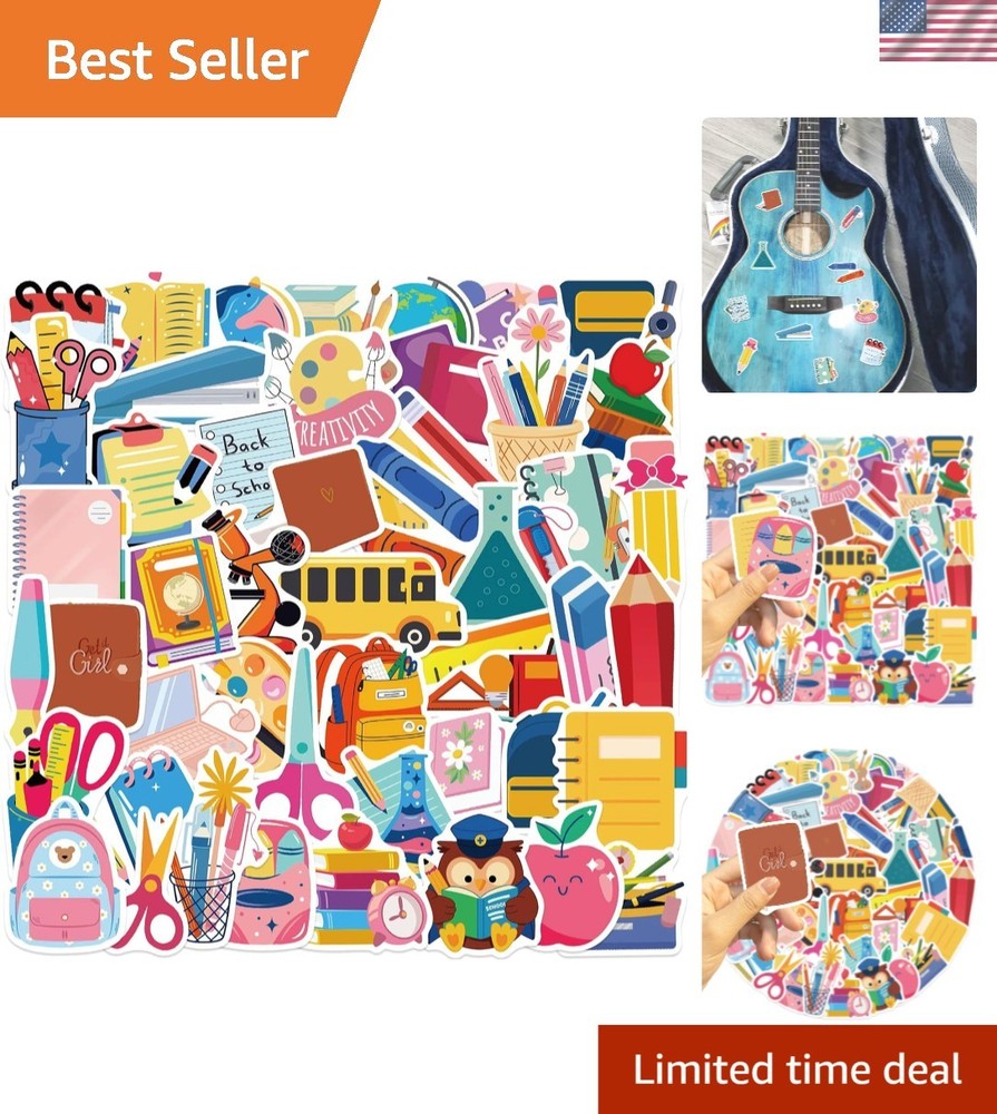 Waterproof Back to School Stickers – 50 Unique Vinyl Designs for Kids & Teachers