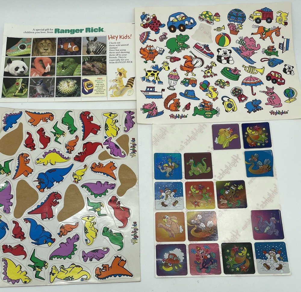 Vtg Lot 100+ 1980’s Stickers HIGHLIGHTS FOR KIDS Magazine Ranger Rick READ GUC