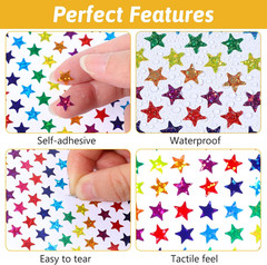 1350 Pcs 0.3″ Small Star Stickers for Reward 10 Colors Holographic Stickers for