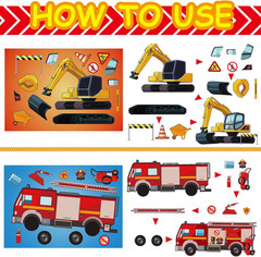 48 Sheets Make Your Own Stickers Kit 8 Designs DIY Transportation Stickers Carto