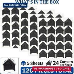 Self Adhesive Photo Corners 120 Pcs 5 Sheets Black Acid Free Photo Mounting Corn