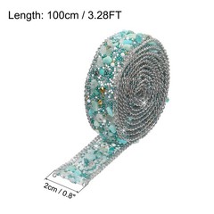 3.28FTx0.8 Crystal Rhinestone Green Gems+Silver Chain