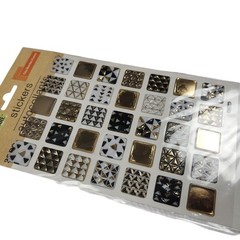 Crafters Square Tile Border Stickers Gold & Black Textured Geometric Design