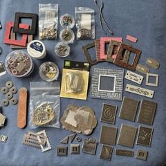 Scrapbooking Embellishments Lot Metal Tags Bottle Caps Eyelets Brads Multicolor