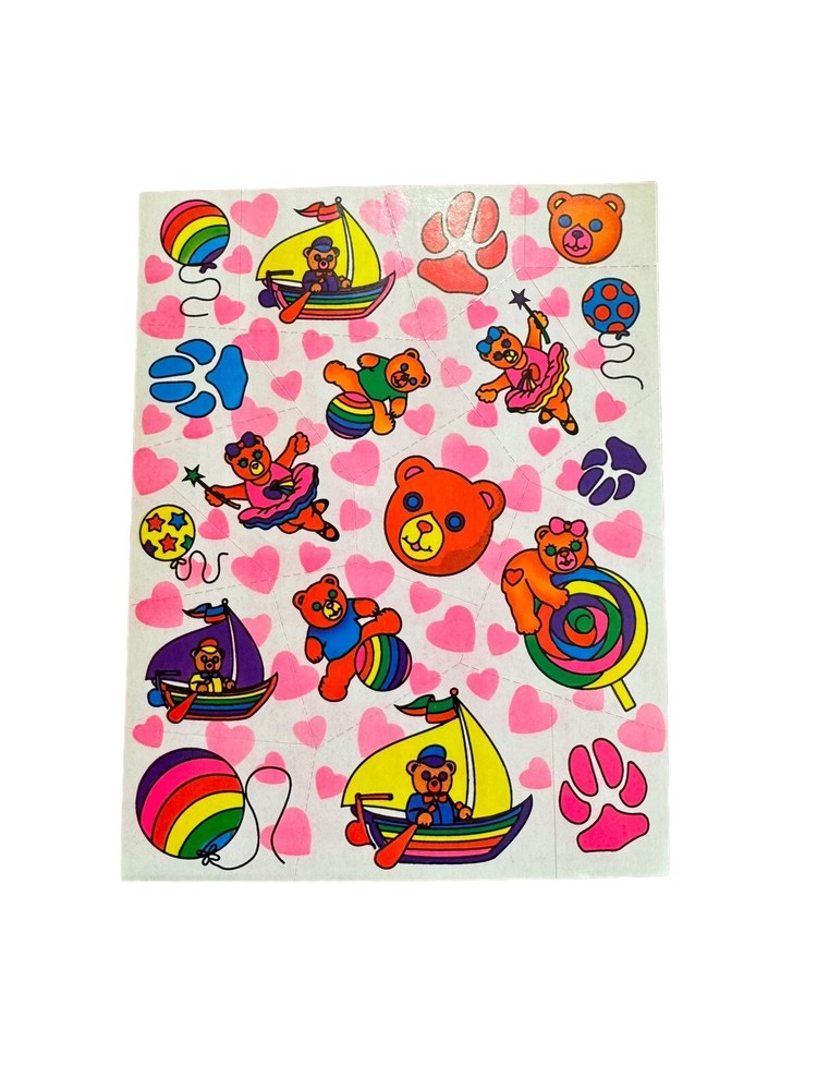 Vintage Rare Lisa Frank Sticker Sheet Ballerina Bears Sailboats Lollipops S124