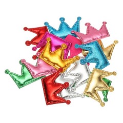 50Pcs Crown Appliques Sew on Patches, Shiny Crown Charm, Mixed Colors