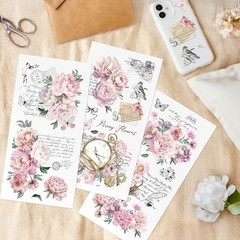 3 Sheets Rub On Transfers for Crafts and Furniture – Pink Vintage Pink Flower