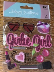 Jolees Girlie Girl Make-up Bling Cherries Heart Glasses Brush Scrapbook Stickers