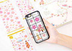 Sakura Scrapbooking Stickers,Japanese Style Self-Adhensive DIY Decorative Cherry