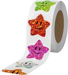 700pcs Smiley Face Star Stickers 1″ Sparkly Foil, Kids Reward & Classroom Use