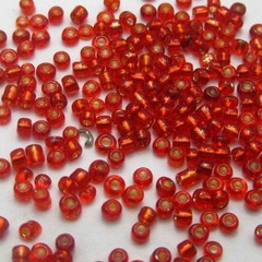 4000 pcs Red Color Glass Beads 2mm Silver Foil lined + Storage Box Jewelry
