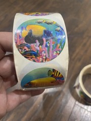 VTG 90s Tropical Fish Round Stickers In A Roll Ocean Life 100+ Colorful