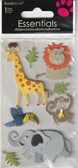 RARE! Sandylion Essentials 3D Stickers ZOO ANIMALS Theme 23427 FAST FREE ship!
